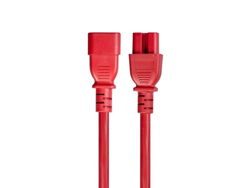 Monoprice Heavy Duty Power Cable - IEC 60320 C14 to IEC 60320 C15, 15 Amp, 1875 Watt, SJT, 125 Volt, 14AWG, 3 Feet, Red - Image 1